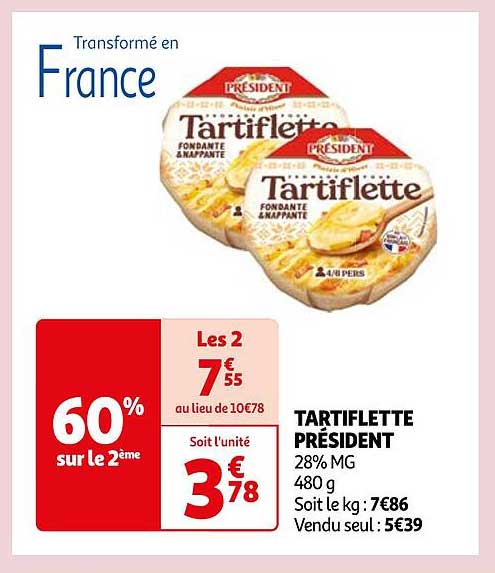 TARTIFLETTE PRÉSIDENT 28% MG