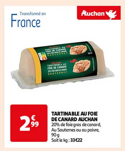 TARTINABLE AU FOIE DE CANARD AUCHAN