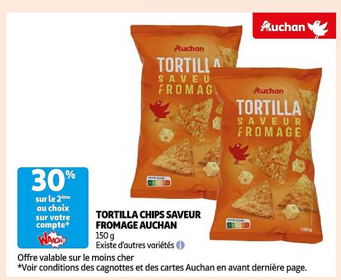 TORTILLA CHIPS SAVEUR FROMAGE AUCHAN