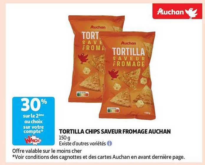 TORTILLA CHIPS SAVEUR FROMAGE AUCHAN