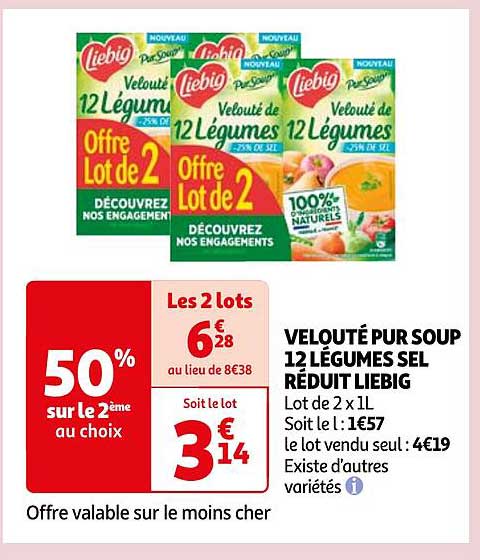 VELOUTÉ PUR SOUP 12 LÉGUMES SEL RÉDUIT LIEBIG