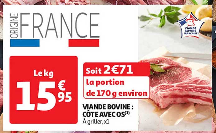 VIANDE BOVINE : CÔTE AVEC OS