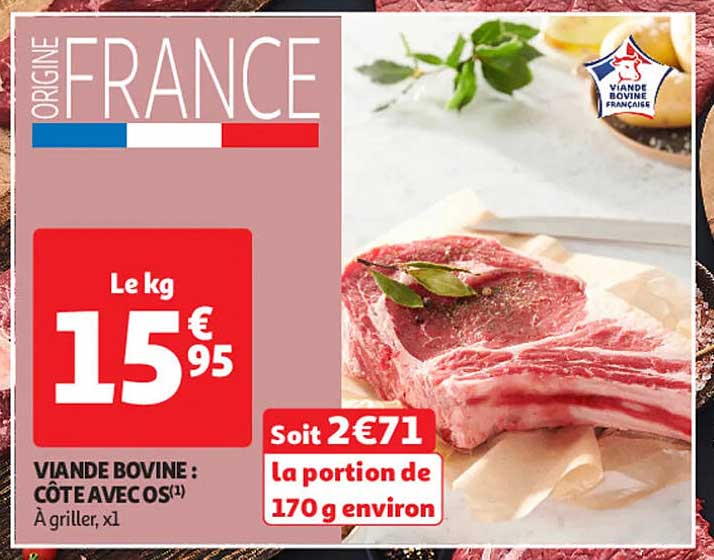 VIANDE BOVINE : CÔTE AVEC OS