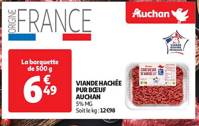 VIANDE HACHÉE PUR BŒUF AUCHAN