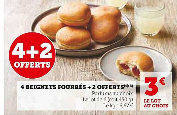 4 BEIGNETS FOURRÉS + 2 OFFERTS