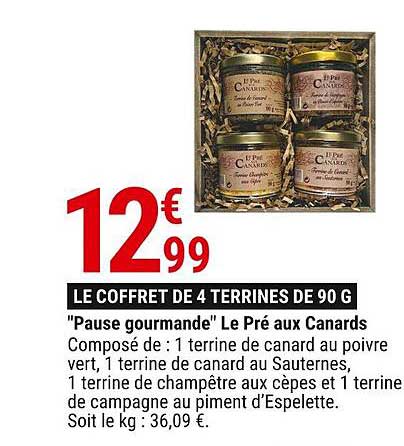 LE COFFRET DE 4 TERRINES DE 90 G "Pause gourmande" Le Pré aux Canards