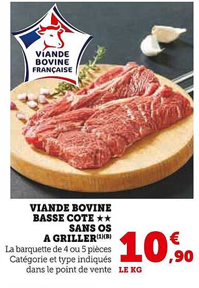 VIANDE BOVINE BASSE COTE ** SANS OS A GRILLER