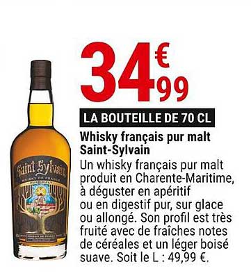 Whisky français pur malt Saint-Sylvain