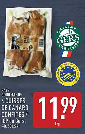 4 CUISSES DE CANARD CONFITES IGP du Gers