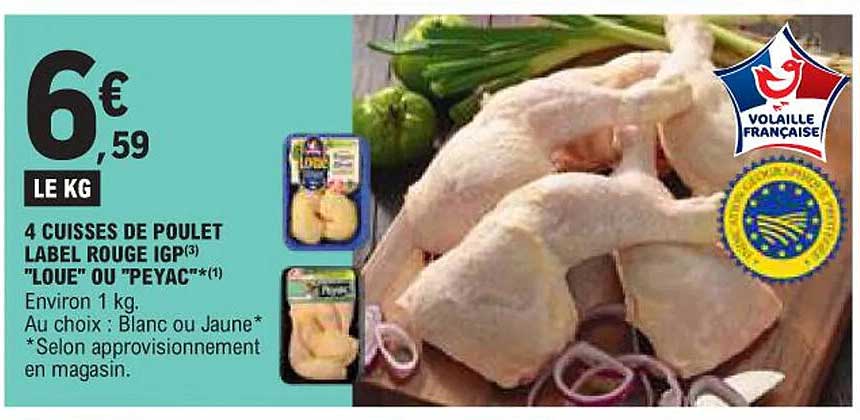 4 CUISSES DE POULET LABEL ROUGE IGP "LOUE" OU "PEYAC"