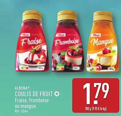 ALBONA® COULIS DE FRUIT ★ Fraise, framboise ou mangue.