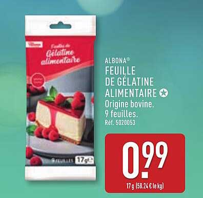 ALBONA® FEUILLE DE GÉLATINE ALIMENTAIRE