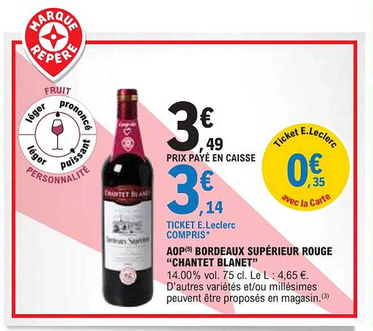 AOP(5) BORDEAUX SUPÉRIEUR ROUGE "CHANTET BLANET"