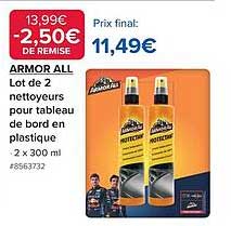 ARMOR ALL Lot de 2 nettoyeurs pour tableau de bord en plastique