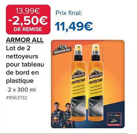 ARMOR ALL Lot de 2 nettoyeurs pour tableau de bord en plastique