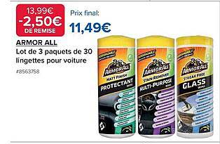 ARMOR ALL Lot de 3 paquets de 30 lingettes pour voiture