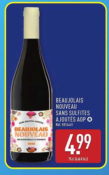 BEAUJOLAIS NOUVEAU SANS SULFITES AJOUTÉS AOP