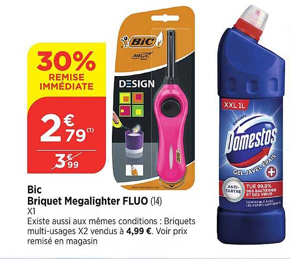 Bic Briquet Megalighter FLUO (14) X1