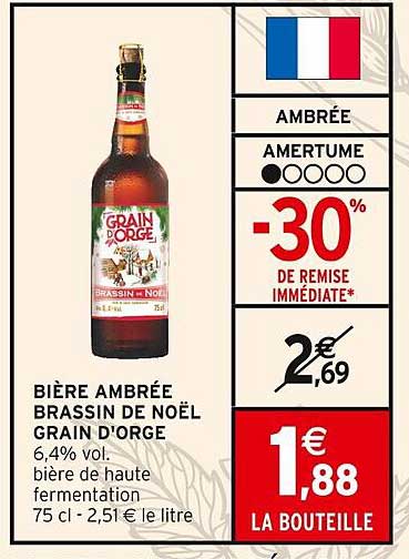 BIÈRE AMBRÉE BRASSIN DE NOËL GRAIN D'ORGE