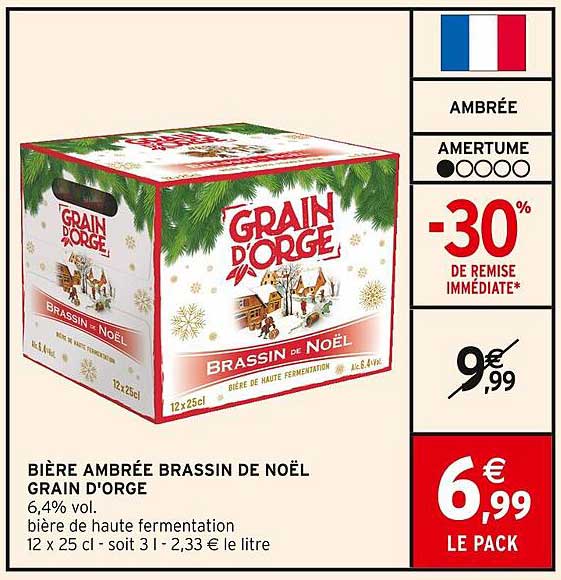 BIÈRE AMBRÉE BRASSIN DE NOËL GRAIN D'ORGE