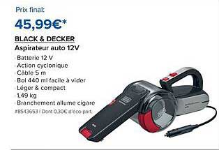 BLACK & DECKER Aspirateur auto 12V