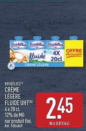 BRIDÉLICE® CRÈME LÉGÈRE FLUIDE UHT(A) 4x20 cl