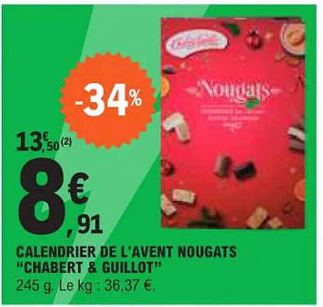 CALENDRIER DE L'AVENT NOUGATS "CHABERT & GUILLOT"