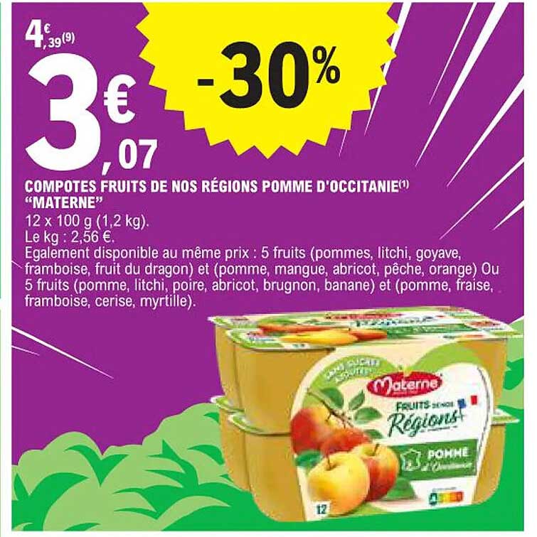 COMPOTES FRUITS DE NOS RÉGIONS POMME D'OCCITANIE "MATERNE"