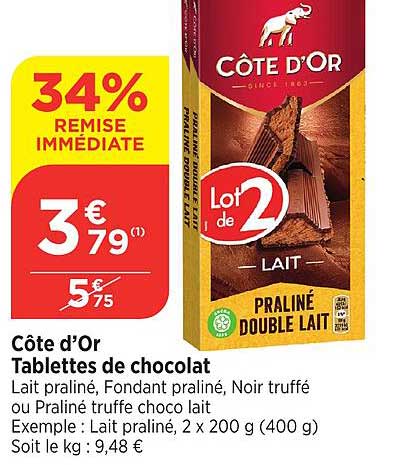 Côte d’Or Tablettes de chocolat