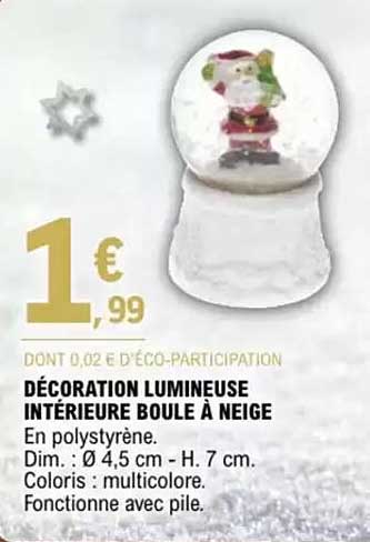 DÉCORATION LUMINEUSE INTÉRIEURE BOULE À NEIGE