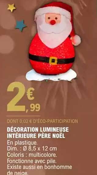 DÉCORATION LUMINEUSE INTÉRIEURE PÈRE NOËL