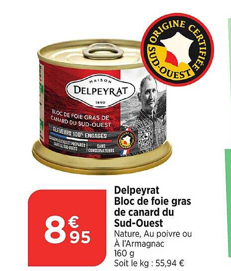 Delpeyrat Bloc de foie gras de canard du Sud-Ouest