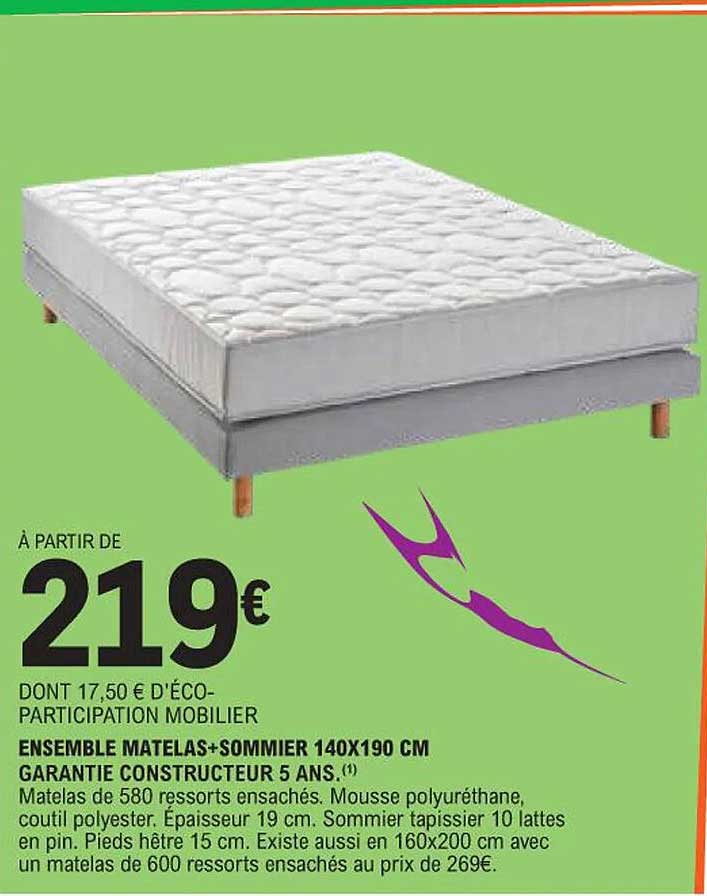 ENSEMBLE MATELAS+SOMMIER 140X190 CM