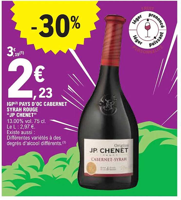 IGP(2) PAYS D'OC CABERNET SYRAH ROUGE “JP CHENET”