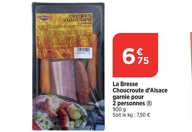 La Bresse Choucroute d'Alsace garnie pour 2 personnes