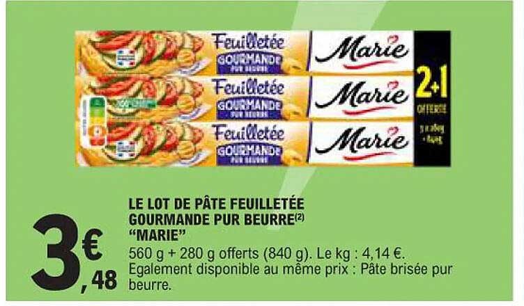 LE LOT DE PÂTE FEUILLETÉE GOURMANDE PUR BEURRE "MARIE"