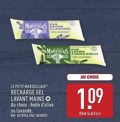 LE PETIT MARSEILLAIS® RECHARGE GEL LAVANT MAINS ★ Au choix : huile d'olive ou lavande.