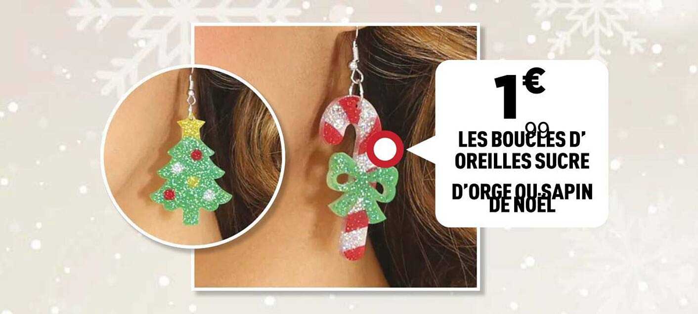 LES BOUCLES D' OREILLES SUCRE D'ORGE OU SAPIN DE NOËL