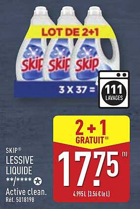 LOT DE 2+1 SKIP LESSIVE LIQUIDE