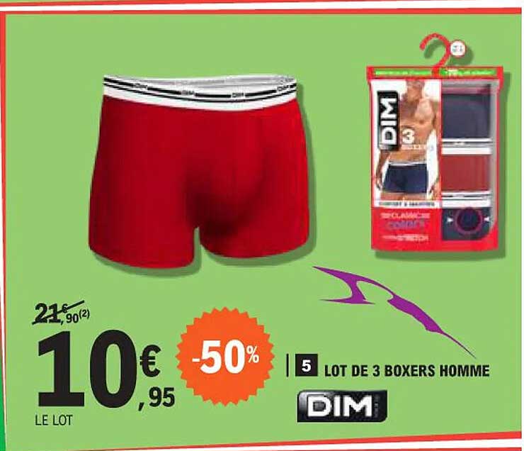 LOT DE 3 BOXERS HOMME DIM