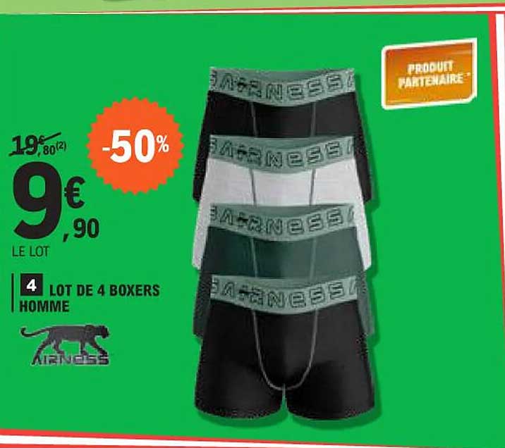 LOT DE 4 BOXERS HOMME