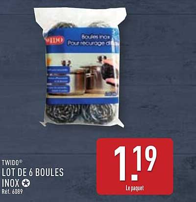 LOT DE 6 BOULES INOX