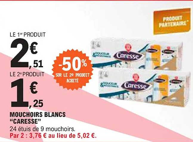 MOUCHOIRS BLANCS "CARESSE"