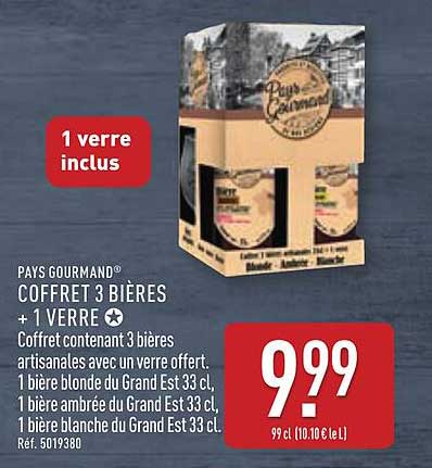 PAYS GOURMAND® COFFRET 3 BIÈRES + 1 VERRE