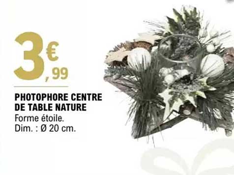 PHOTOPHORE CENTRE DE TABLE NATURE