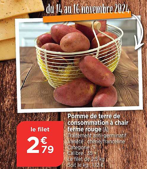 Pomme de terre de consommation à chair ferme rouge