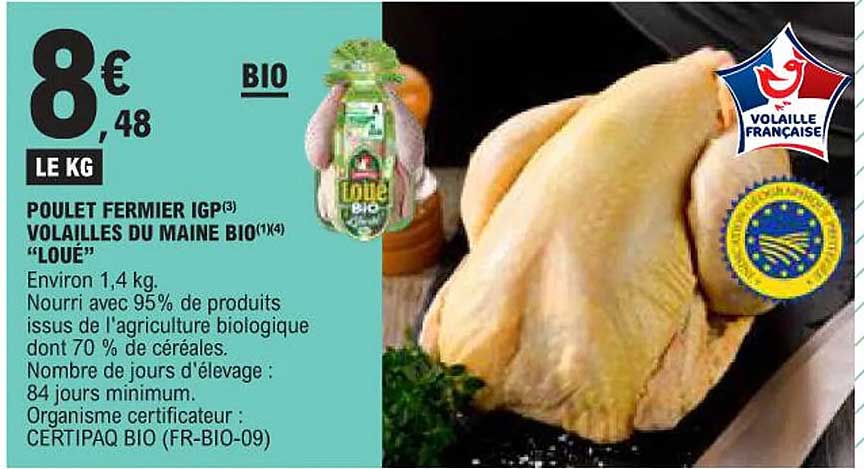 POULET FERMIER IGP VOLAILLES DU MAINE BIO "LOUÉ"