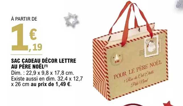 SAC CADEAU DÉCOR LETTRE AU PÈRE NOËL