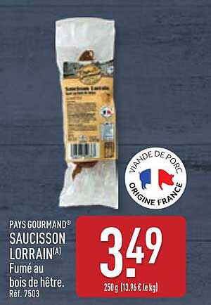 SAUCISSON LORRAIN(A) Fumé au bois de hêtre.