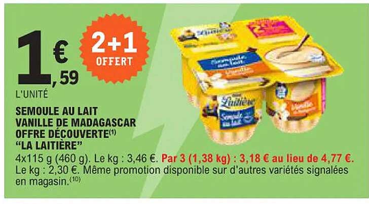 SEMOULE AU LAIT VANILLE DE MADAGASCAR OFFRE DÉCOUVERTE